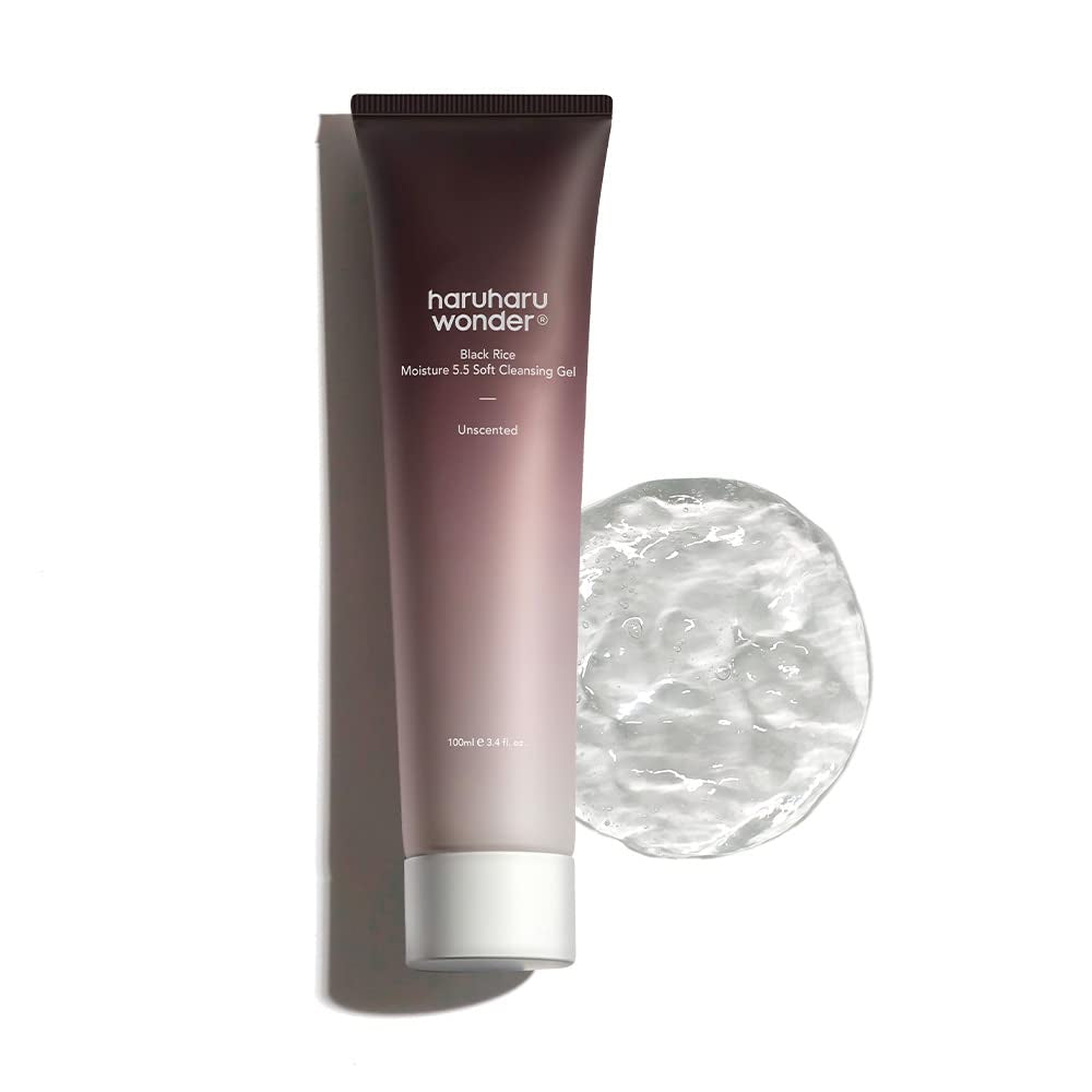 Black Rice Moisture 5.5 Soft Cleansing Gel – Gentle Face Wash for Dry to Normal Skin, Low 5.5Ph, Soap Free, Hydrating, Fragrance Free, Daily Use, Korean Skincare, 100Ml