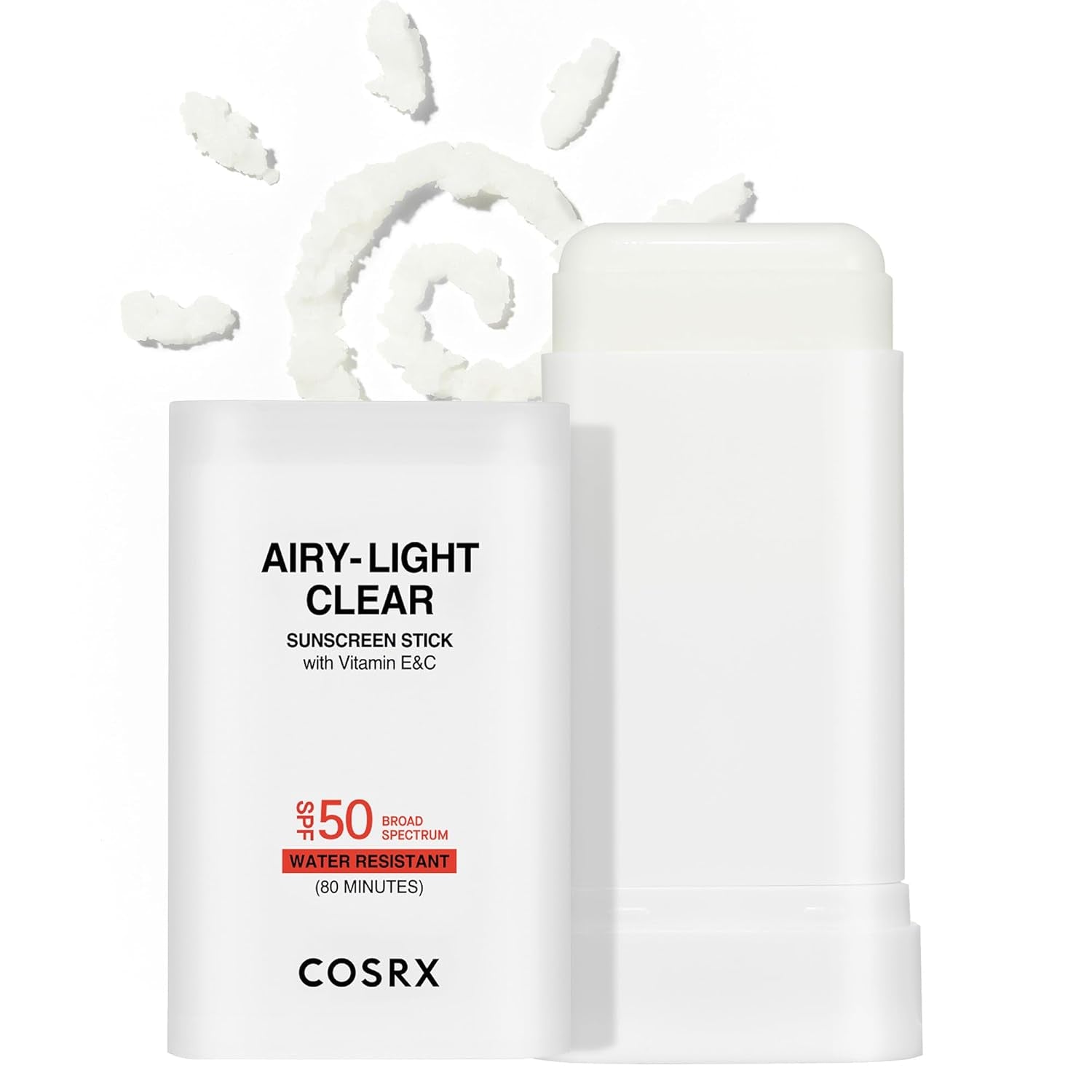 Airy-Light Clear Sunscreen Stick with Vitamin E & C SPF 50, 0.67 Oz, 19G, Lightweight, Travel Essentials, Summer Essentials, Korean Skin Care, Korean Matte Sunscreen for Face
