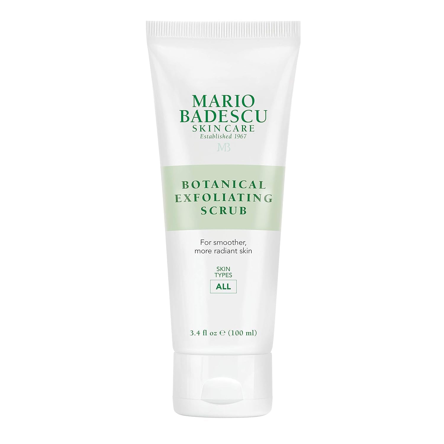 Botanical Exfoliating Scrub for All Skin Types, Face Scrub with Ivory Palm Seeds & Green Tea Extract, Gentle Exfoliating Face Wash, 3.4 Fl Oz