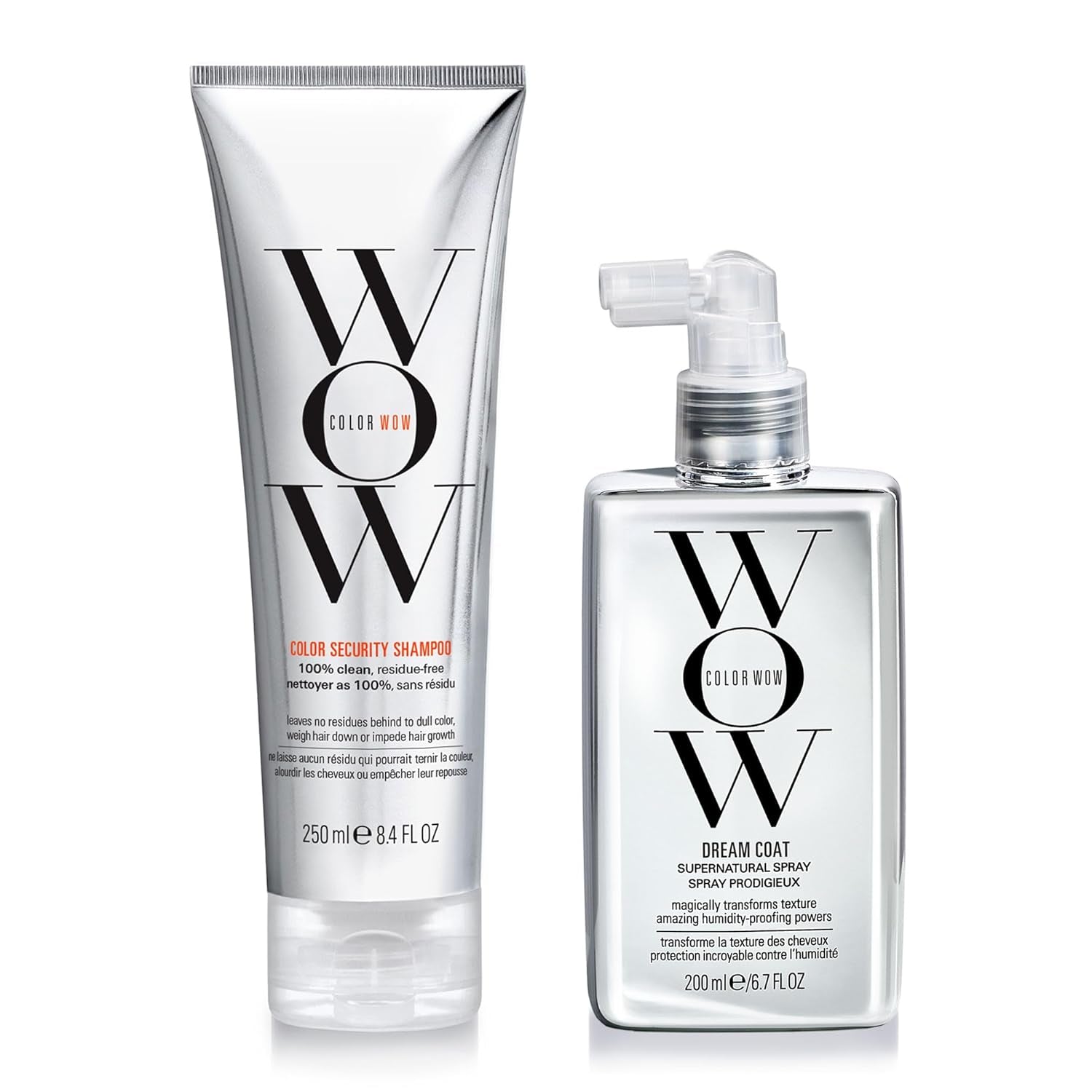 COLOR WOW Ultimate Frizz-Free Bundle - Award Winning DREAM COAT and COLOR SECURITY SHAMPOO Duo for Long Lasting Frizz-Free, Shiny, Glassy Hair. Humidity-Proof Strands and Built-In Heat Protection.
