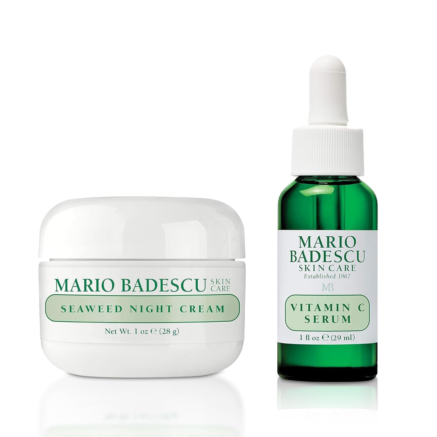 Seaweed Night Cream & Vitamin C Serum Bundle, Hydrating Night Cream + Brightening Serum for Radiant, Youthful Skin, 2-Piece Skincare Set for Moisture, Firmness, and an Even Complexion