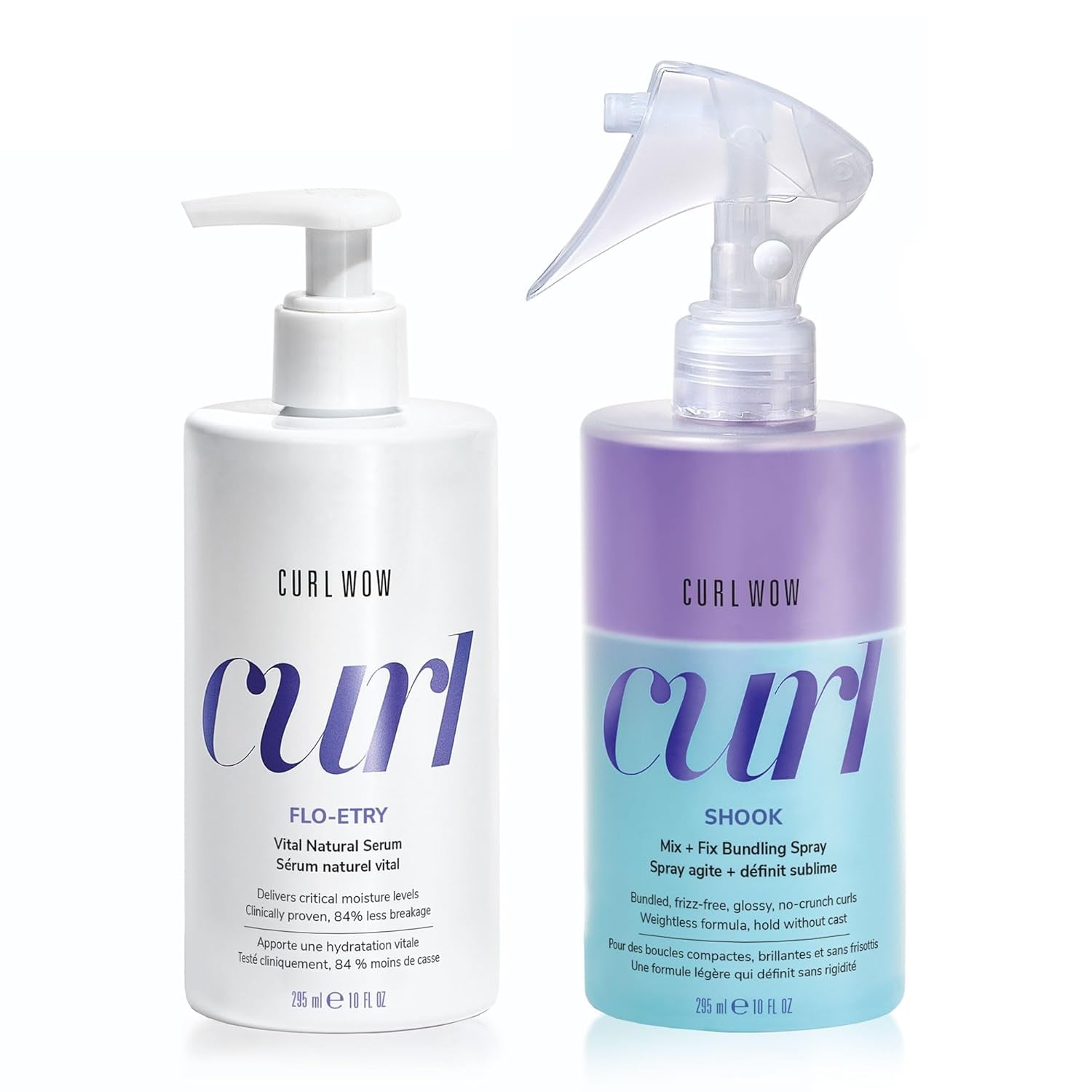 COLOR WOW Best Anti-Frizz Curl Styling Set - the Ultimate Curl Styling 'Power Couple', Curl Wow SHOOK Spray and FLOETRY Serum for Super Hyrated, Silky-Soft, Weightless, Defined, Frizz-Free Curls