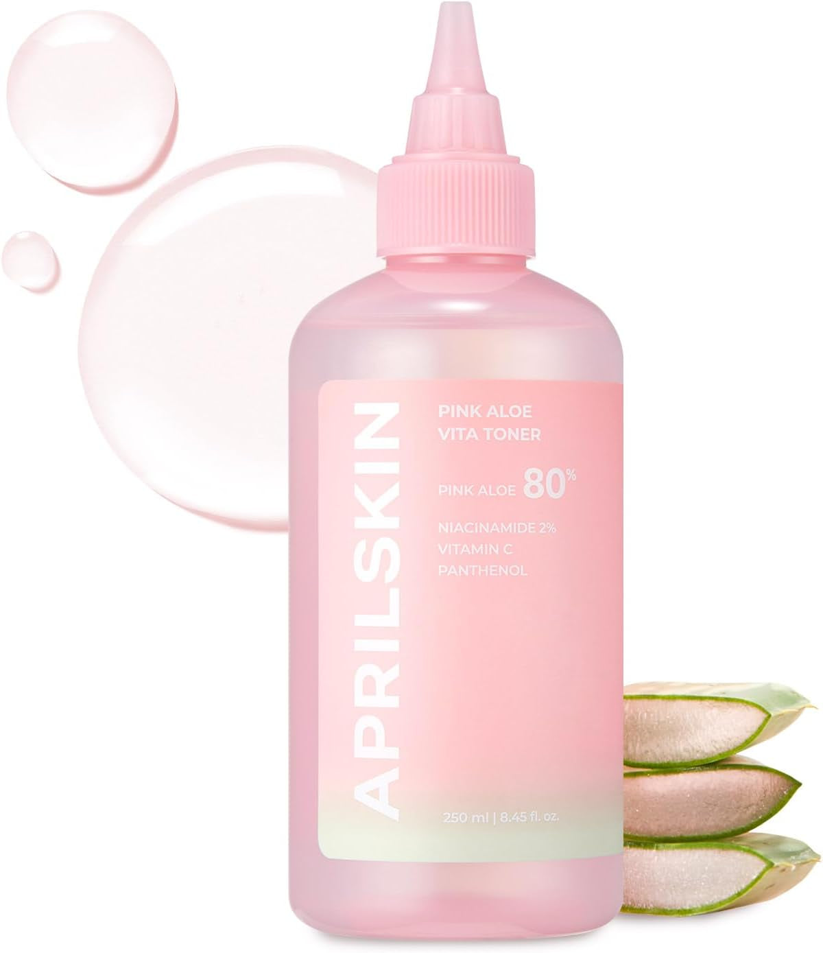 Pink Aloe Vita Toner | Calms and Soothes Redness, Smoothens, and Controls Excess Sebum | 80% Pink Aloe Vera Water | Hydrating, Non-Sticky | Clean & Vegan Korean Skin Care (8.45 Fl.Oz)