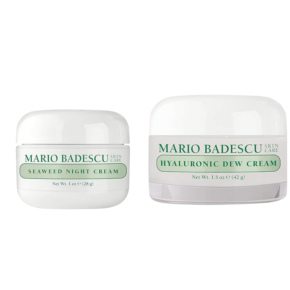 Day & Night Hydration Set | Seaweed Night Cream + Oil Free Hyaluronic Dew Cream | Radiant, Dewy, Nourished Skin | Enhances Skin Tone and Texture