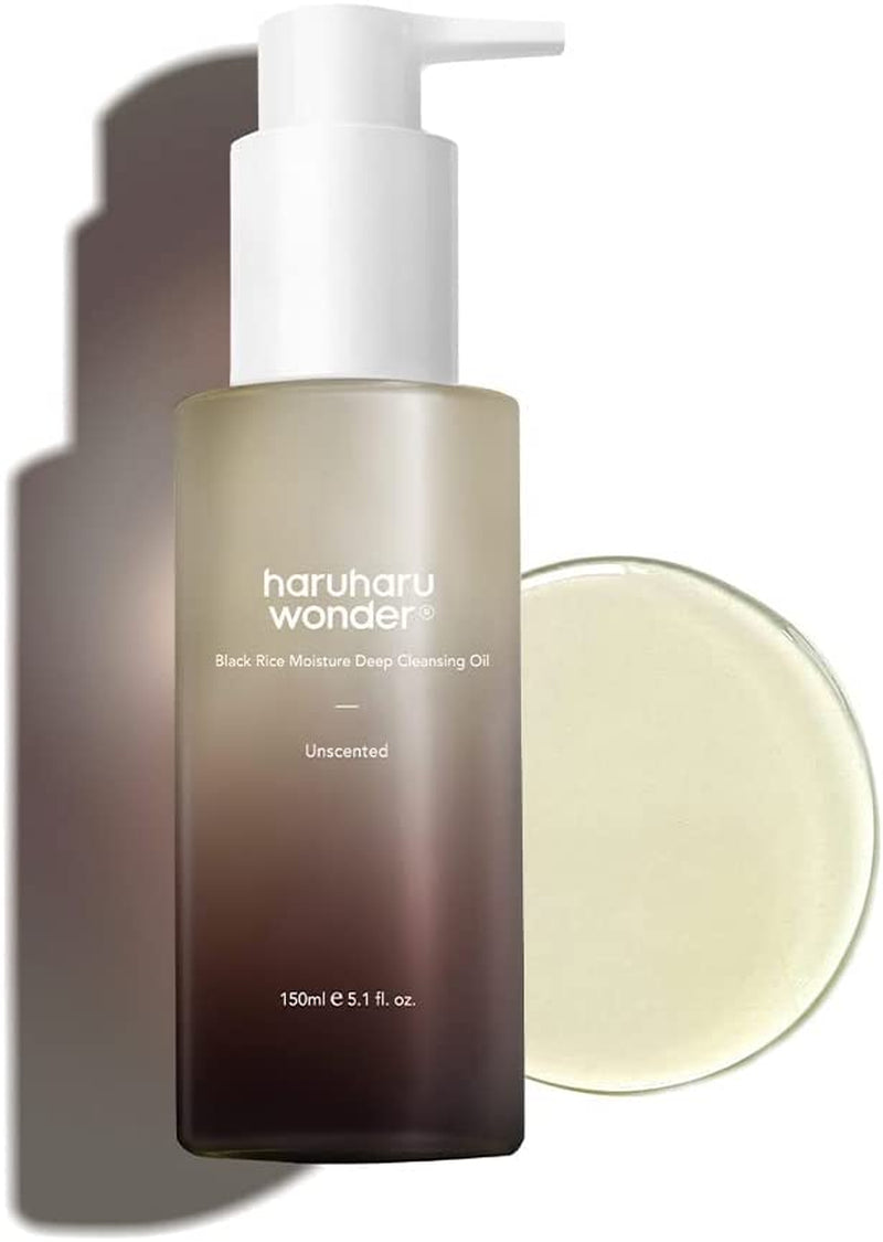 HARUHARU Wonder Black Humedad Del Arroz Aceite De Limpieza Profunda 5.1 Fl.Oz / 150Ml | Aceite Limpiador Facial Coreano, Desmaquillante | Aceite De Semilla De Jojoba | Vegano, Cruelty-Free