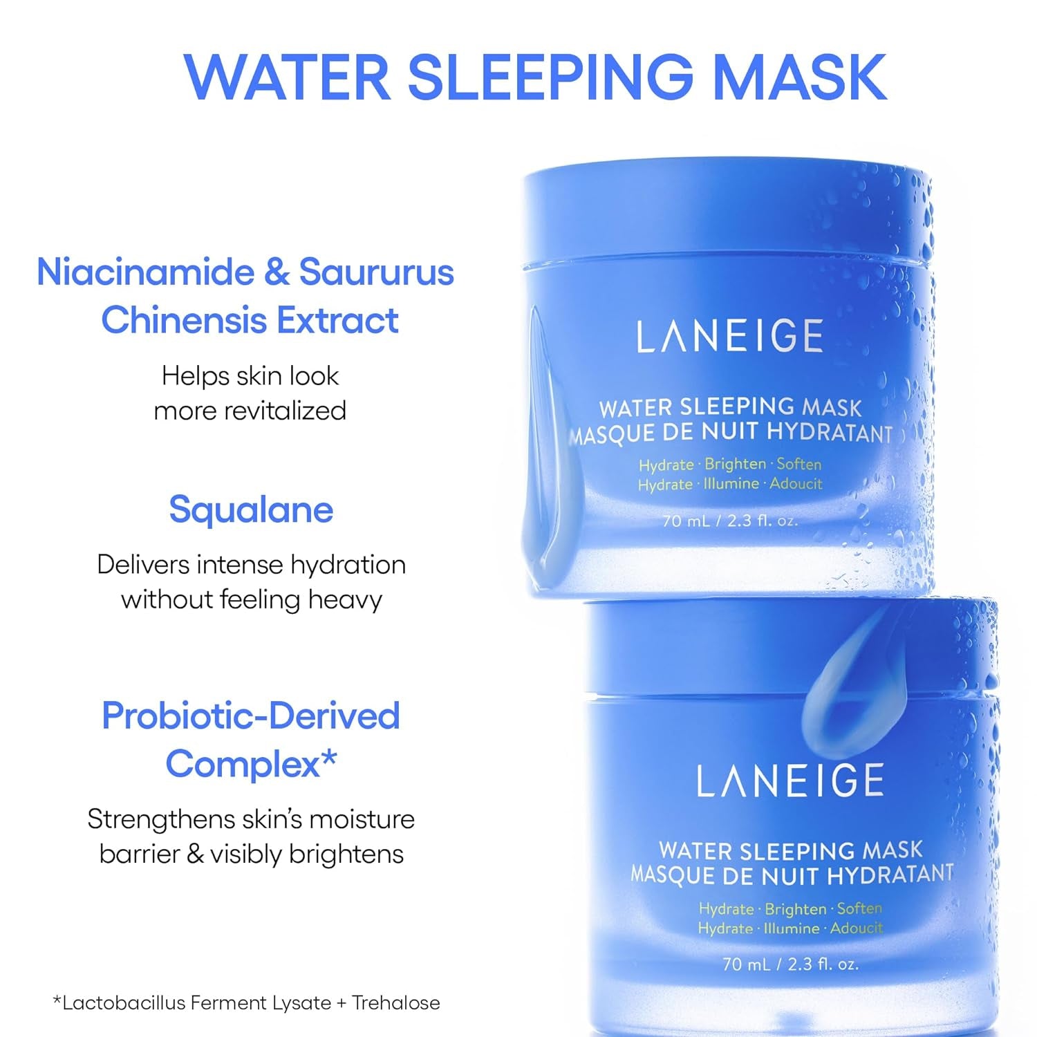Water Sleeping Mask: Hydrating Korean Overnight Mask with Squalane & Probiotic-Derived Complex, for Bright, Glowing Skin & Barrier Support