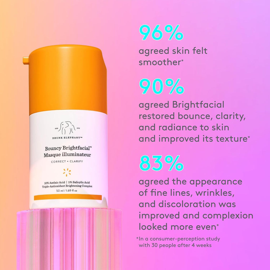 Bouncy Brightfacial - 50 Ml/1.69 Fl Oz - Illuminating Face Mask - Clean Clinical Skincare - Cruelty-Free - Dermatologist-Tested - Free of Essential Oils, Silicones, and Fragrance