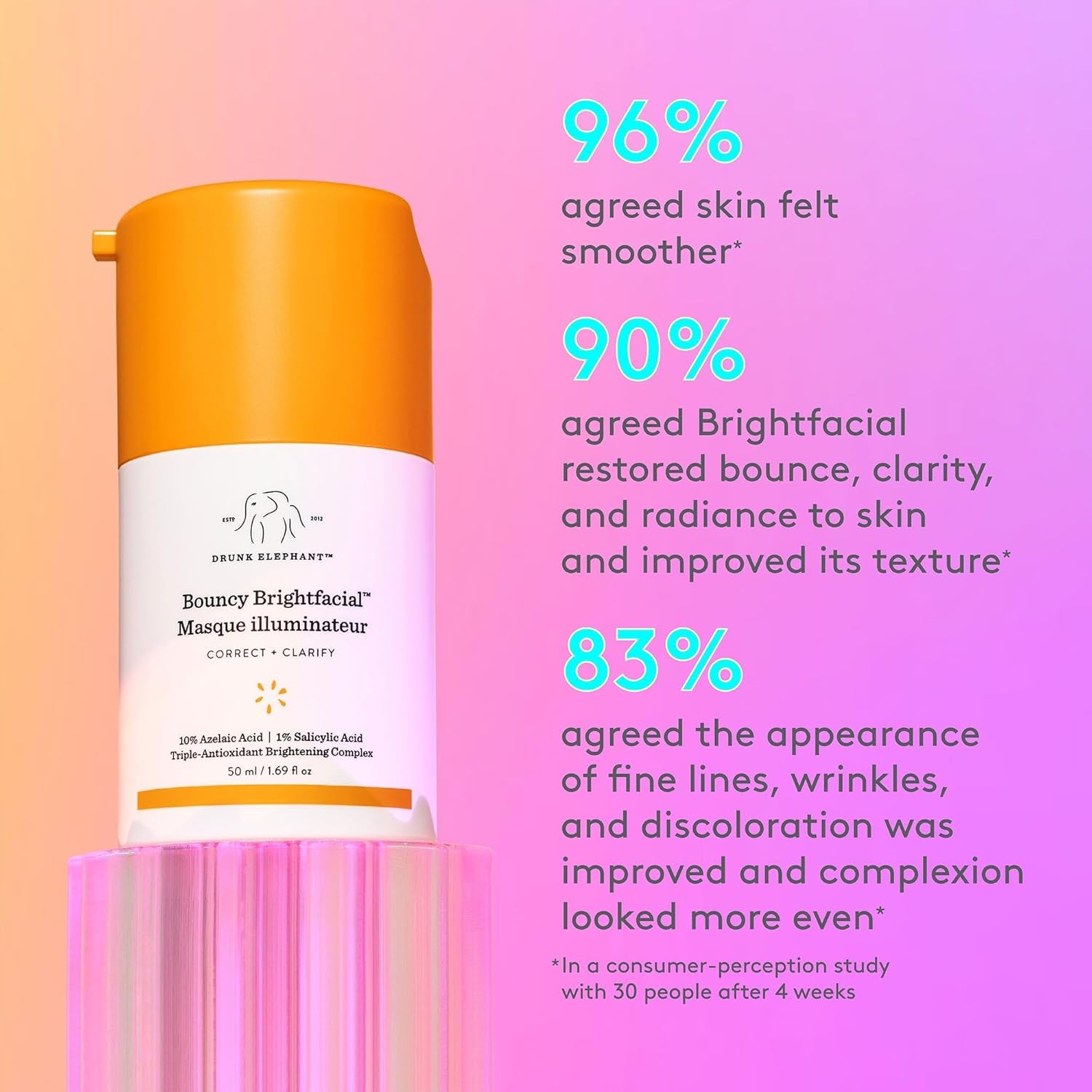 Bouncy Brightfacial - 50 Ml/1.69 Fl Oz - Illuminating Face Mask - Clean Clinical Skincare - Cruelty-Free - Dermatologist-Tested - Free of Essential Oils, Silicones, and Fragrance