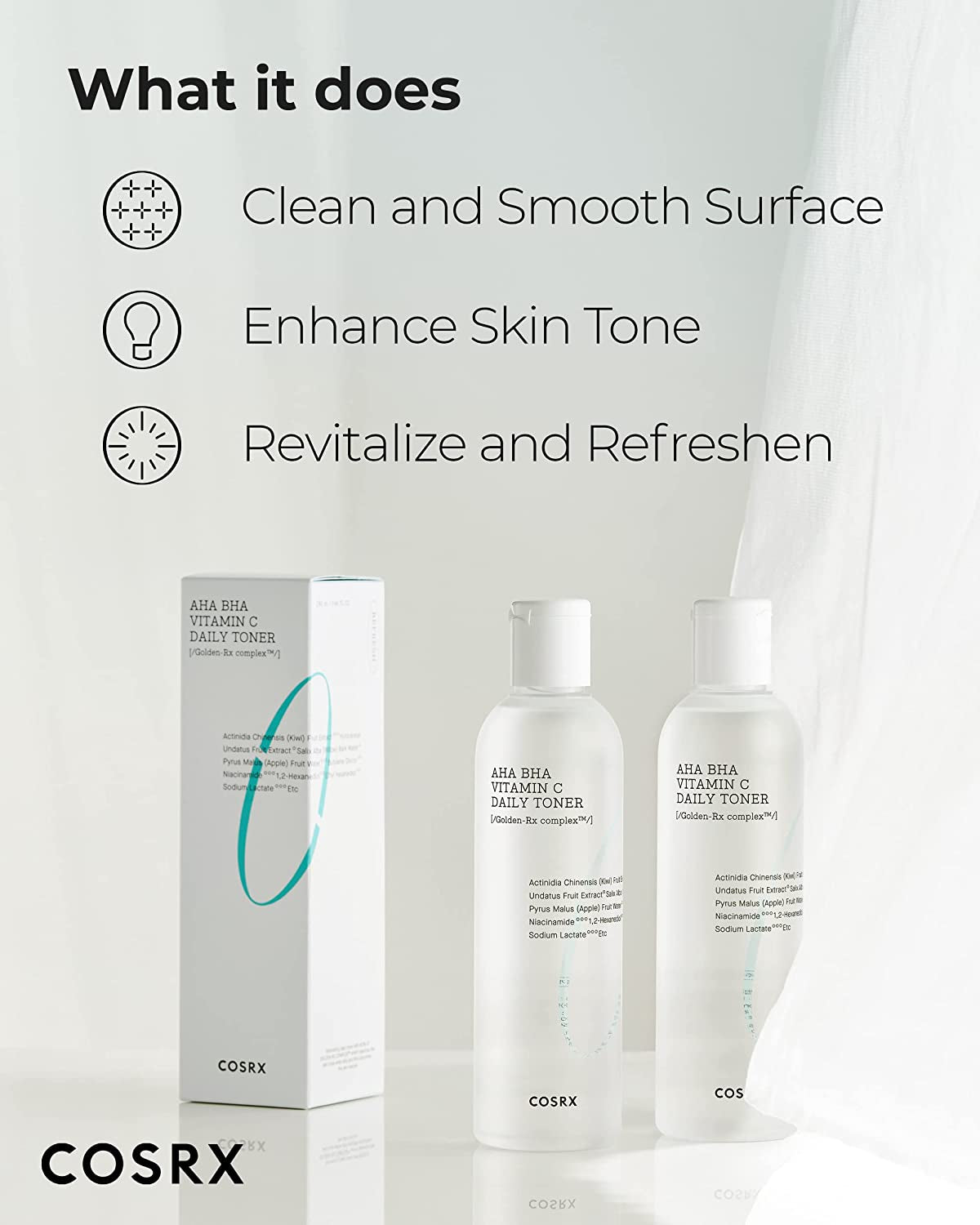 ABC Daily Toner, Korean Toner for Day & Night with AHA, BHA, & Vitamin C, Refreshing Exfoliating Toner for Clean Radiant Skin, Korean Skin Care, 150Ml, 5.07 Fl.Oz