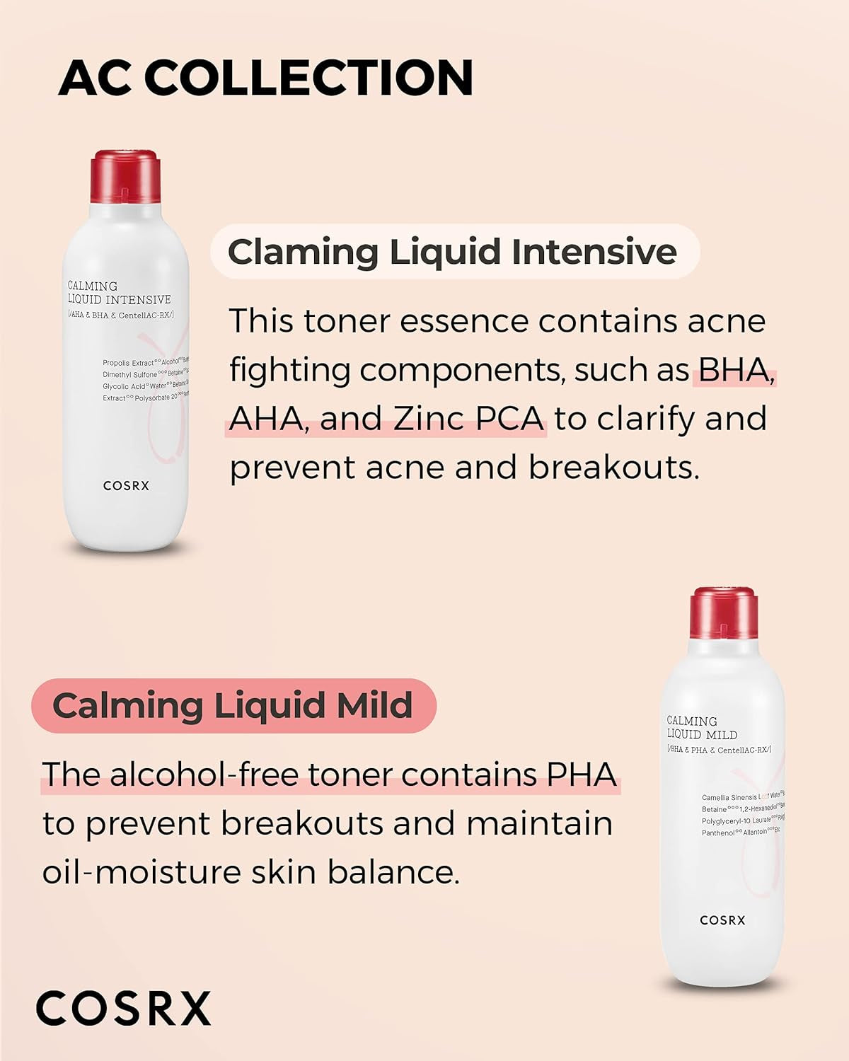 AC Collection Acne Calming Liquid Intensive, 4.22 Fl.Oz / 125Ml | AHA, BHA Toner for Acne Prone Skin, Animal Testing Free, Parabens Free, Korean Skin Care