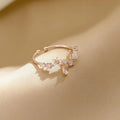 Zircon Flowers Bowkont Adjustable Ring for Women Simple Beautiful Princess Accessories Gift