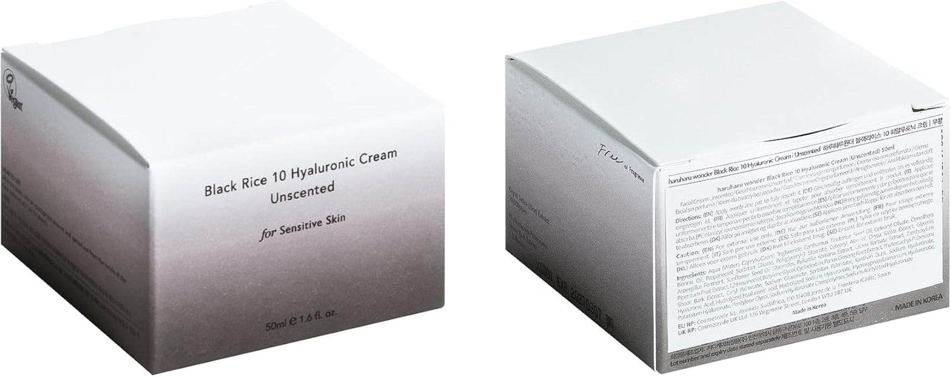 Wonder Black Rice 10 Hyaluronic Cream Unscented, 50Ml, Face Moisturizer, Vegan, Cruelty Free, Daily Skincare