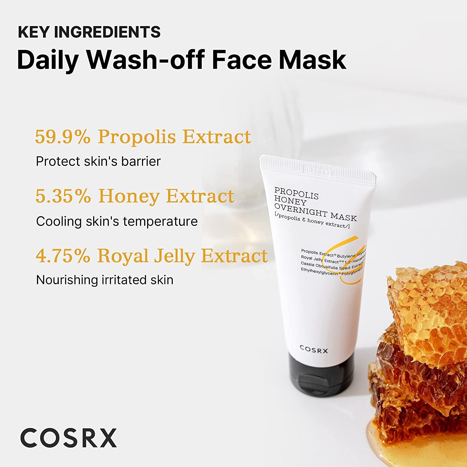 Full Fit Propolis Honey Overnight Mask | 2.03 Fl.Oz / 60Ml | Propolis Extract 87% | Korean Skin Care, Cruelty Free, Paraben Free
