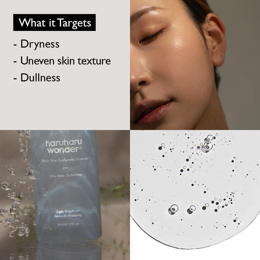 Haruharu Wonder Esencia Facial Con Ácido Hialurónico Y Arroz Negro | Hidratación Intensiva Para Una Piel Firme | Cruelty-Free, Vegano