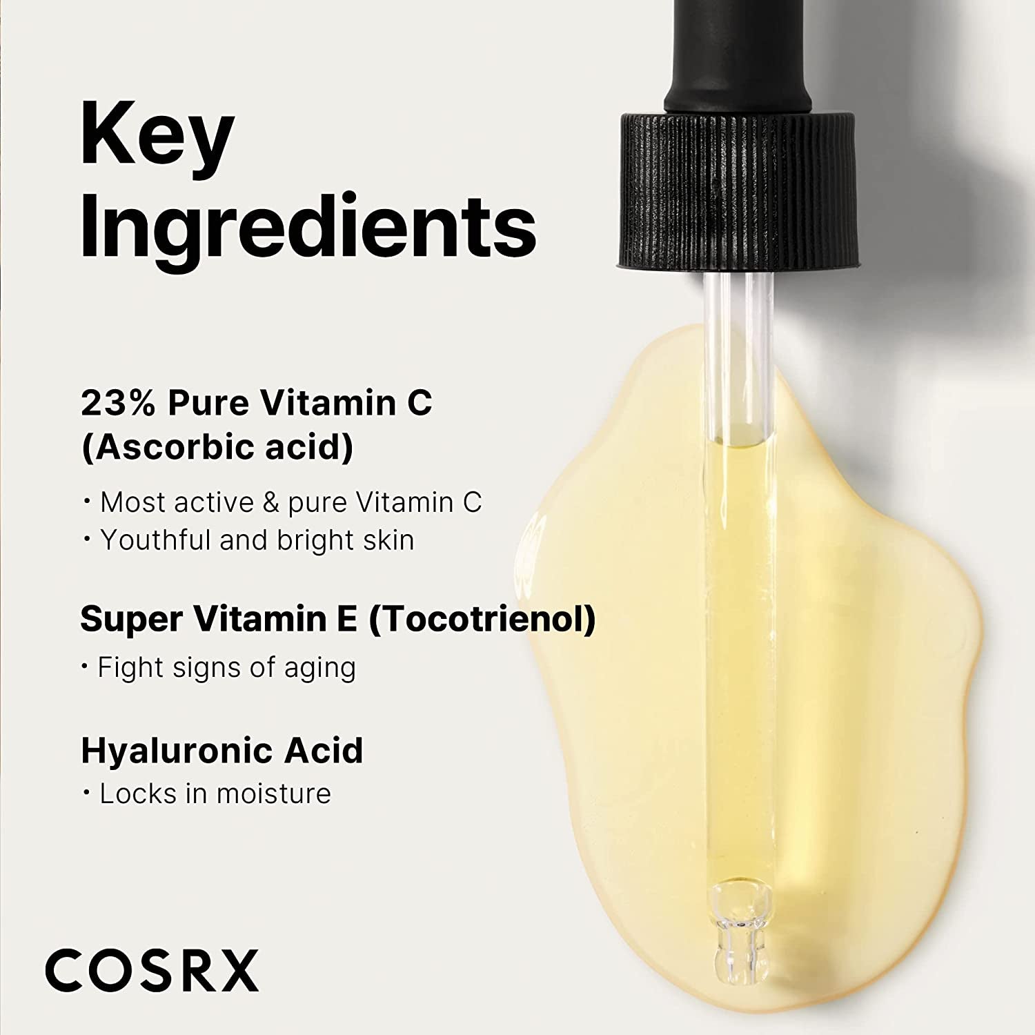 Pure Vitamin C 23% Serum with Vitamin E & Hyaluronic Acid, Brightening & Hydrating Facial Serum for Fine Lines, Uneven Skin Tone & Dull Skin, Korean Skincare, 0.7Oz/20G
