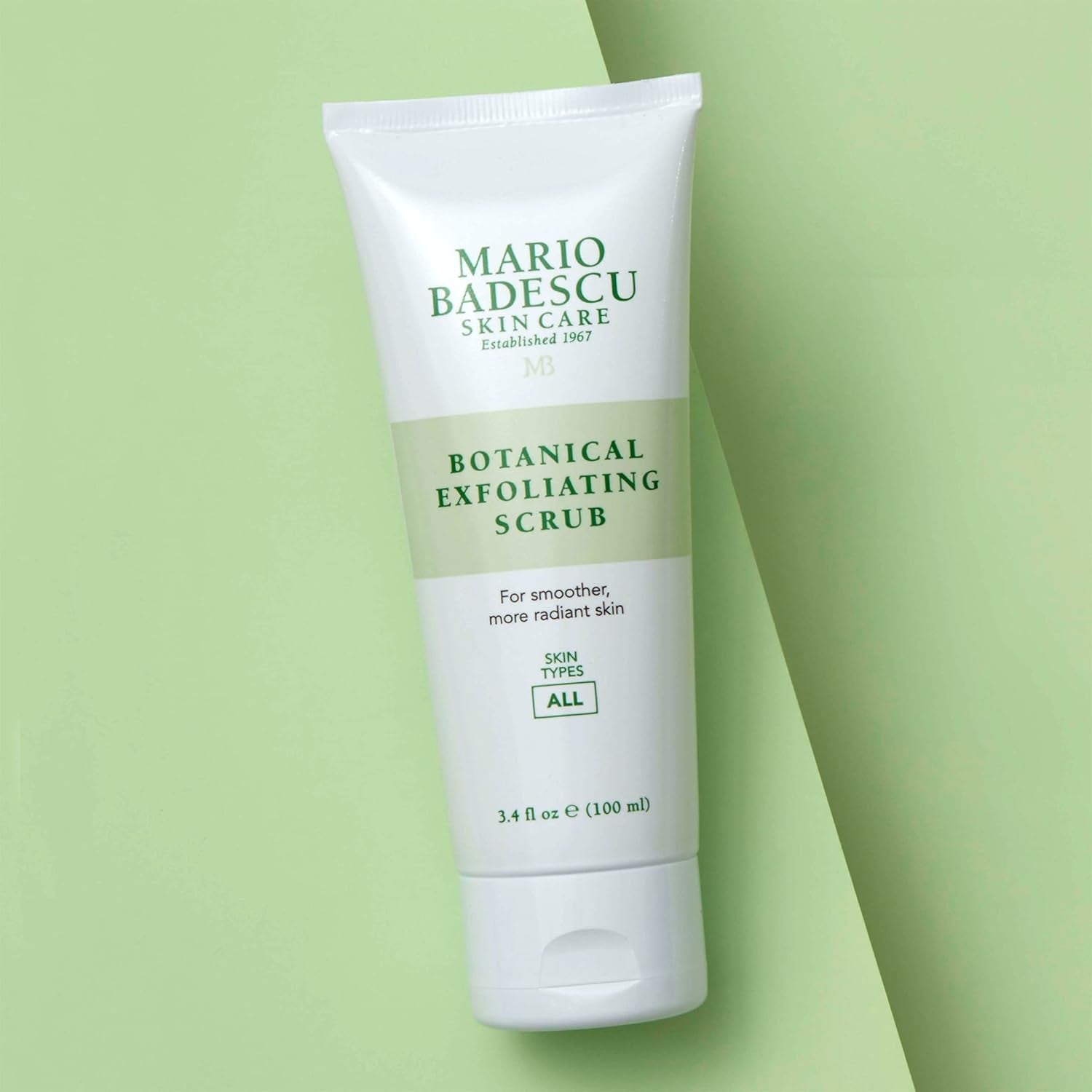 Botanical Exfoliating Scrub for All Skin Types, Face Scrub with Ivory Palm Seeds & Green Tea Extract, Gentle Exfoliating Face Wash, 3.4 Fl Oz