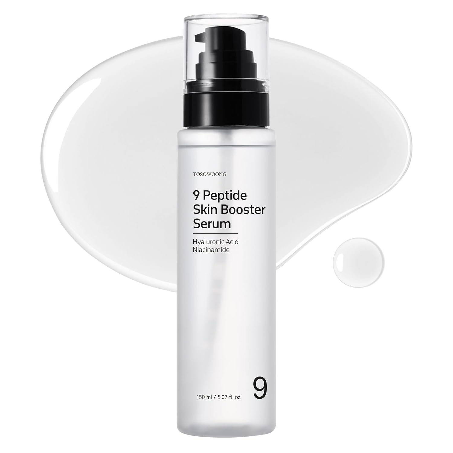 9 Peptide Skin Booster Serum, Niacinamide & Hyaluronic Acid Skin Renewal Boosting Facial Essence for All Skin Types, Korean Skin Care, Paraben Free, 150Ml, 5.07 Fl.Oz.