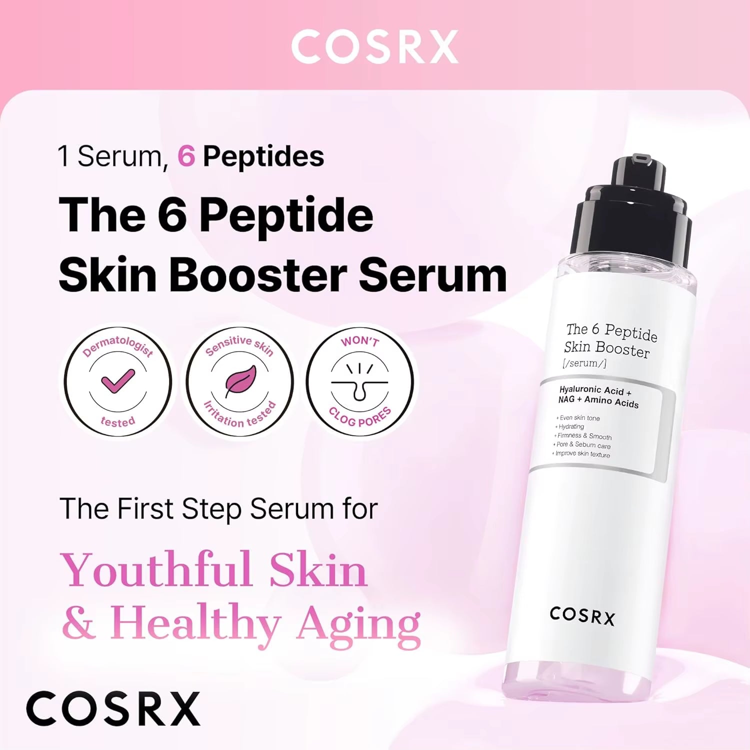 COSRX 6X Peptide Collagen Boosting Toner with Niacinamide and Hyaluronic Acid Korean Skincare for All Skin Types