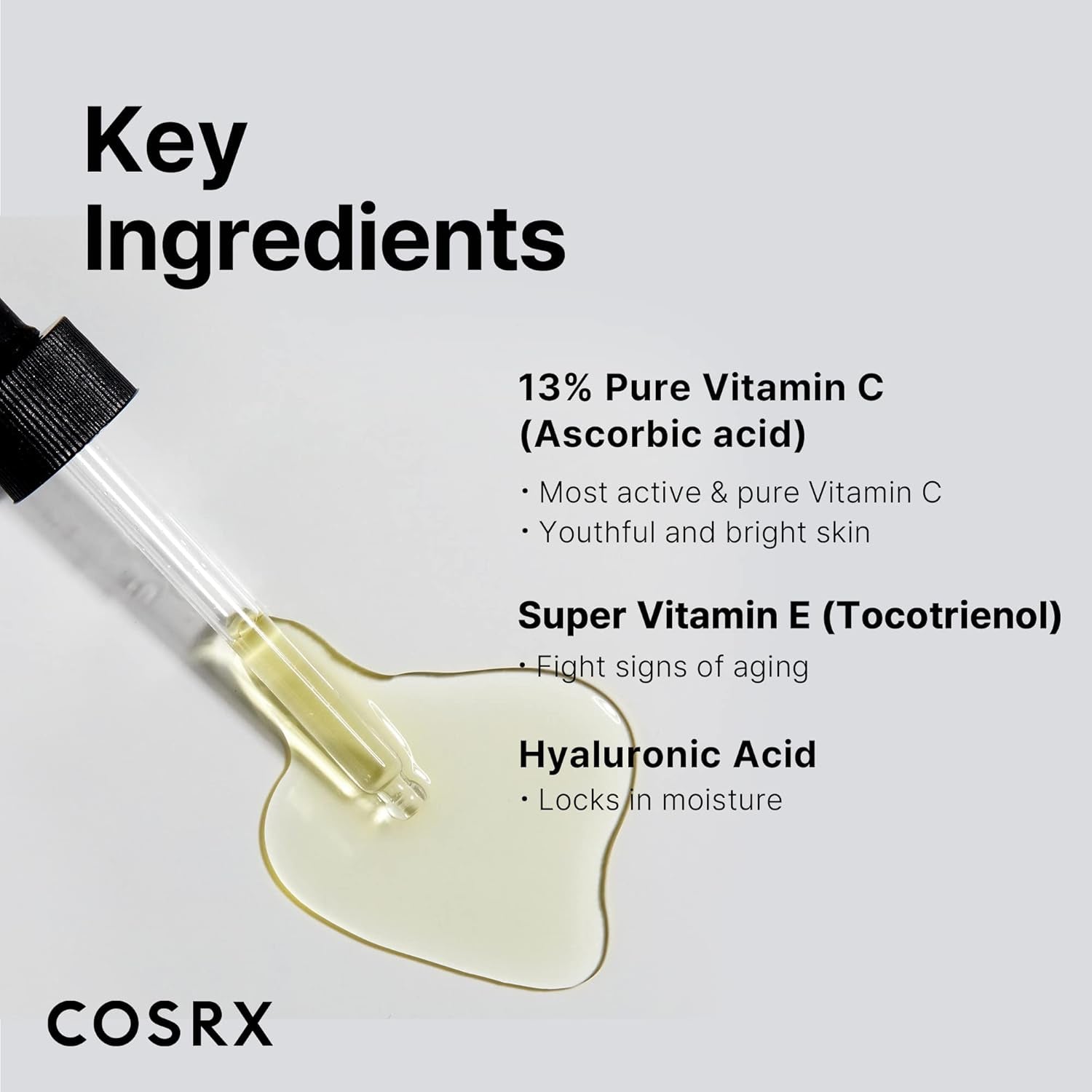 Pure Vitamin C 13% Serum with Vitamin E & Hyaluronic Acid, Hydrating Facial Serum for Fine Lines, Uneven Skin Tone & Dull Skin, 0.67Fl.Oz/20Ml, Korean Skin Care