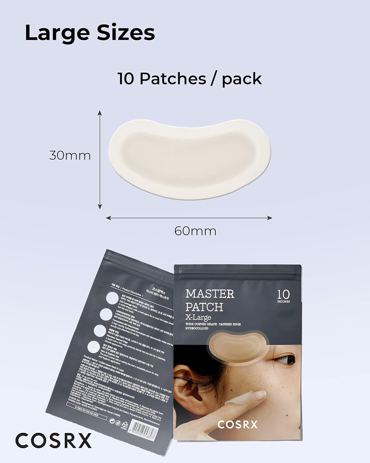 Master Patch Intensive | Oval-Shaped Hydrocolloid Pimple Patch with Tea Tree Oil & Salicylic Acid | Quick & Easy Blemish, Zit, Spot Treatment (10 Patches (X-Large), 10, Count)
