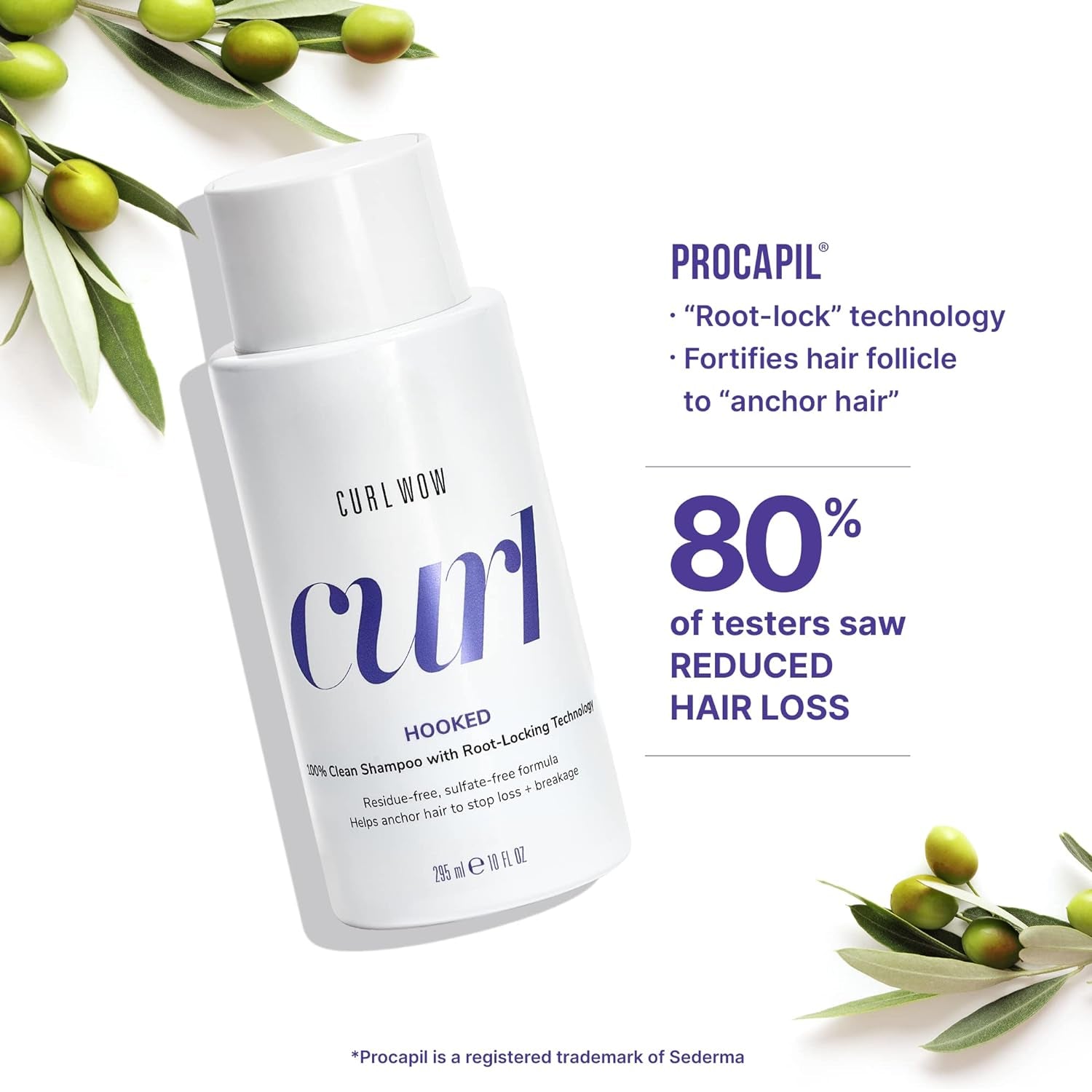 COLOR WOW Curl Wow Hooked 100% Clean Shampoo with Root-Locking Technology – Rich-Lathering, Sulfate-Free Formula Leaves No Residues + Helps Anchor Hair to Stop Shedding