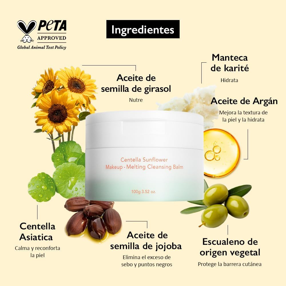 Centella Sunflower - Bálsamo Limpiador De Maquillaje Para Derretir El Maquillaje, 100 G