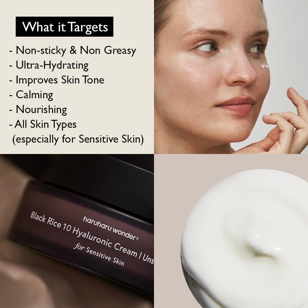 Wonder Black Rice 10 Hyaluronic Cream Unscented, 50Ml, Face Moisturizer, Vegan, Cruelty Free, Daily Skincare