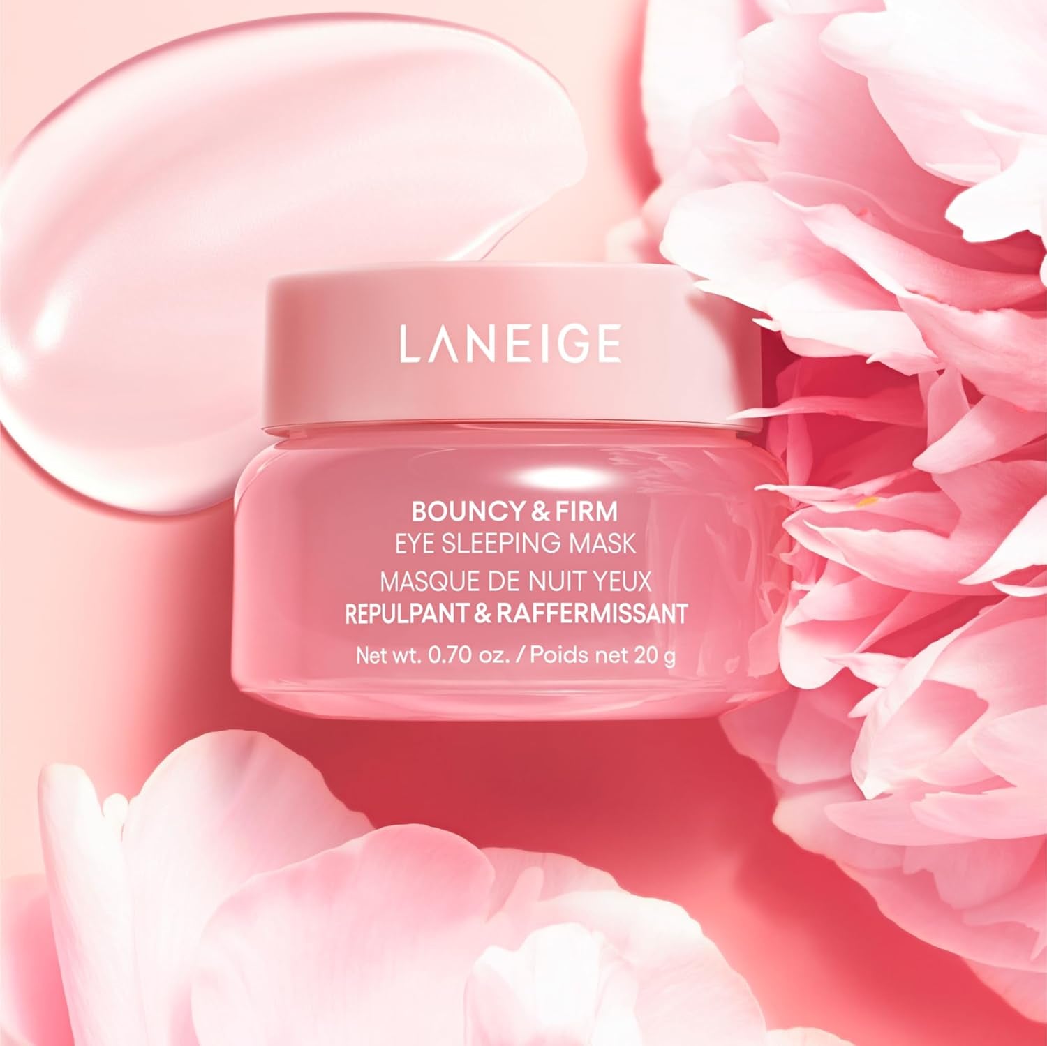 Bouncy & Firm Eye Sleeping Mask: Depuff and Firm with Peony & Collagen Complex, Ceramide, & 5D Hyaluronic Acid