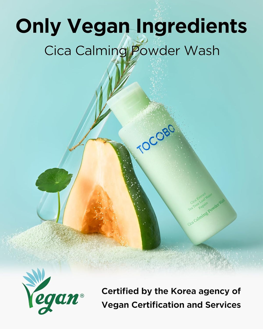 Cica Calming Powder Wash – Korean Enzyme Face Cleanser with Cica, Tea Tree & Papain – Hypoallergenic Low Ph Powder Cleanser for Sensitive Skin, Pore Purifying & Exfoliating,. 1.69 Oz.