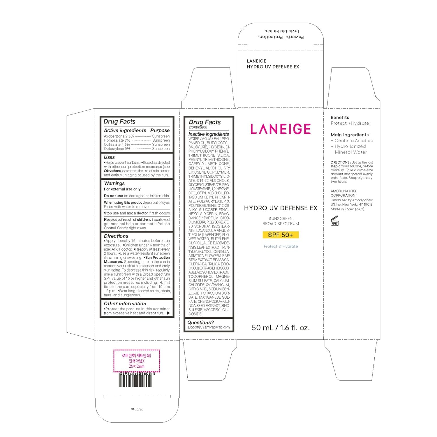 LANEIGE Hydro UV Defense Sunscreen SPF 50+: Hypoallergenic & Dermatologist-Tested Korean Broad Spectrum Sun Protection with No White Cast