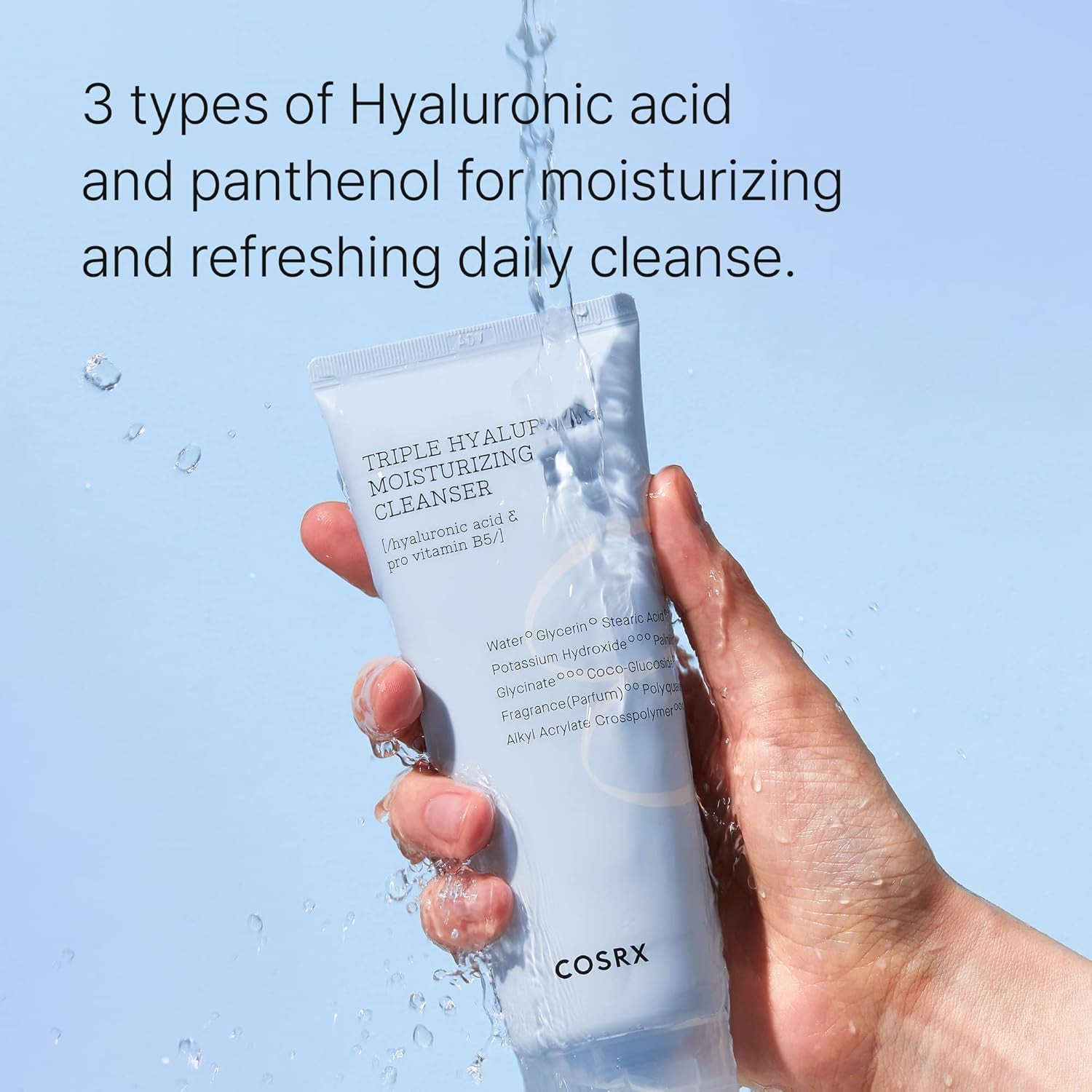 Hydrium Triple Hyaluronic Moisturizing Cleanser 5.07 Fl.Oz / 150Ml | Daily Cleanser for Dry Skin with Hyaluronic Acid & Vitamin B | Animal Testing Free, Paraben Free, Korean Skin Care