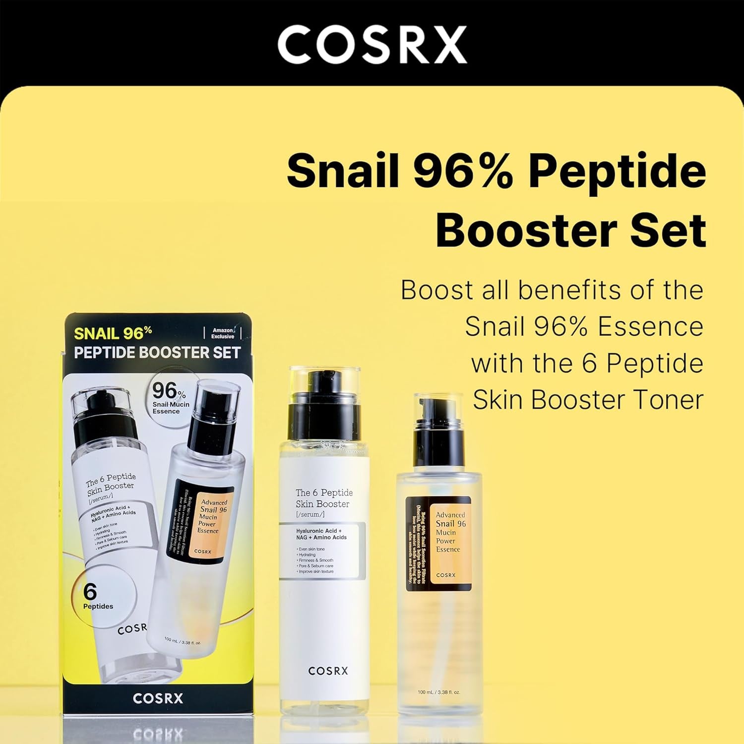 Snail Mucin 96% Peptide Booster Set - Amazon Exclusive - Korean Skin Care, Gift Sets, Skin Care Sets for Women, Advanced Snail Mucin Serum, Face Serum