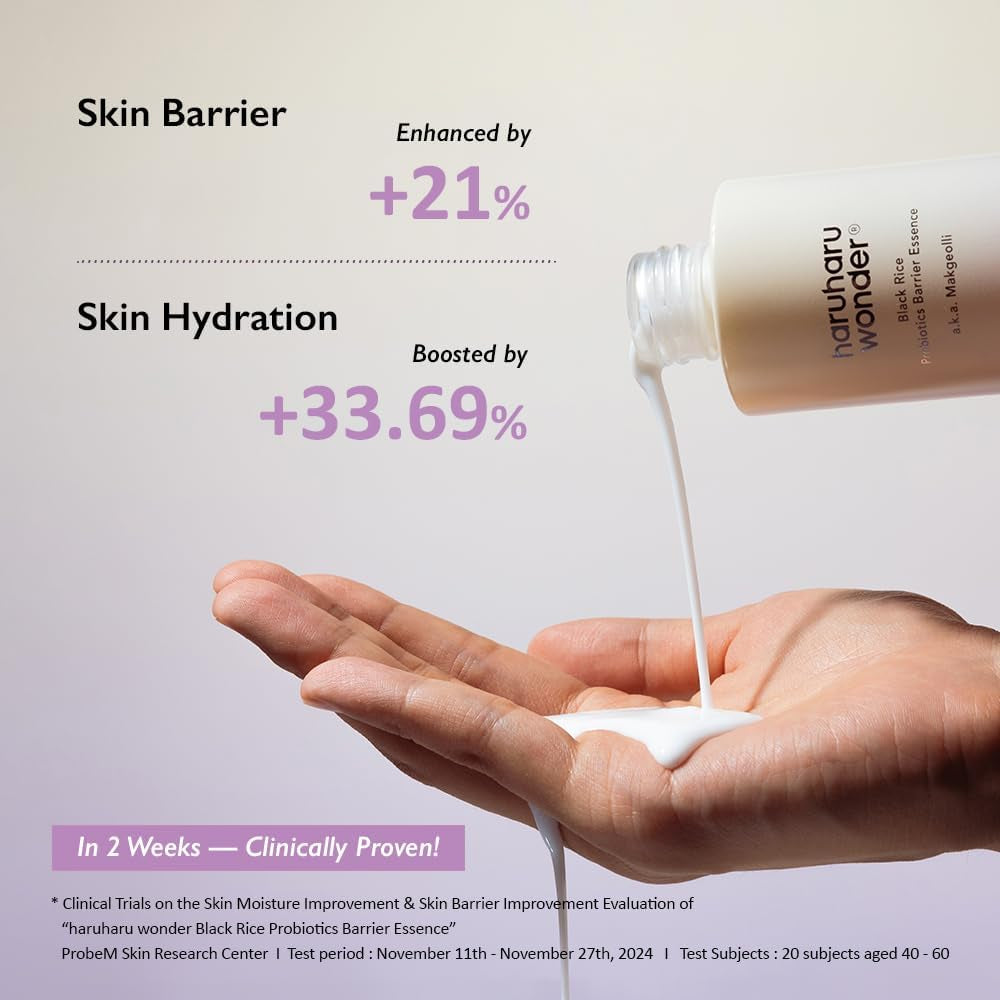 Wonder Black Rice Probiotics Barrier Essence 1.01 Fl. Oz., Travel Size Essence Toner to Strengthen Skin Barrier with Ceramides, Fermented Ingredients, Soothing, Moisturizing, Plumping