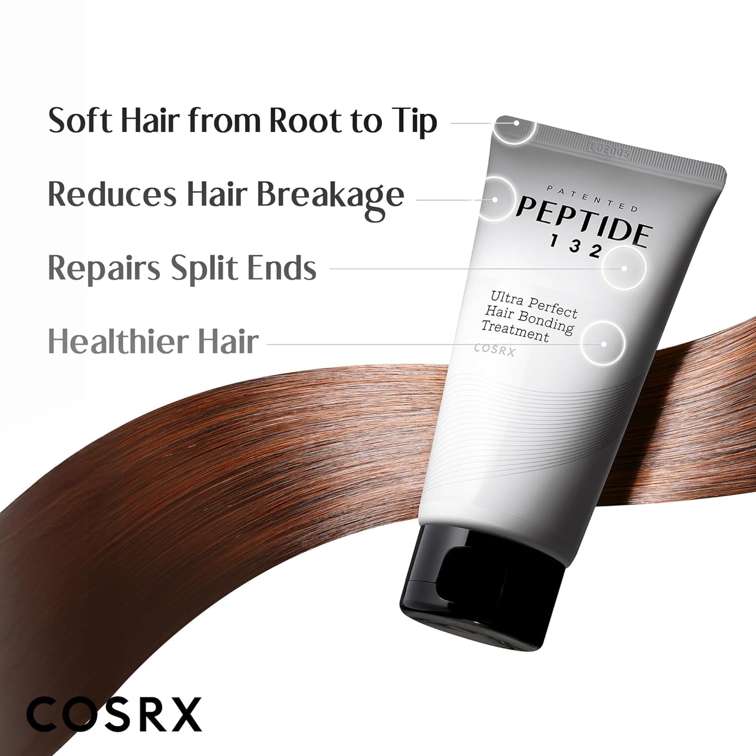 PEPTIDE 132 Hair Bond Repair Treatment - Deep Conditioner Hair Mask for Damaged, Dry Hair, Repairs Breakage & Split Ends with Collagen & Hyaluronic Acid, for All Hair Types – 4.05 Fl Oz