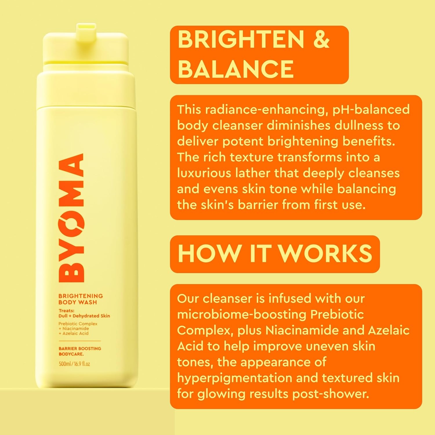 Brightening Body Wash - Creamy Formula with Niacinamide & Azelaic Acid for Dull, Dehydrated Skin - Brightens & Evens Tone - Skin Barrier Repair - 16.9 Fl. Oz