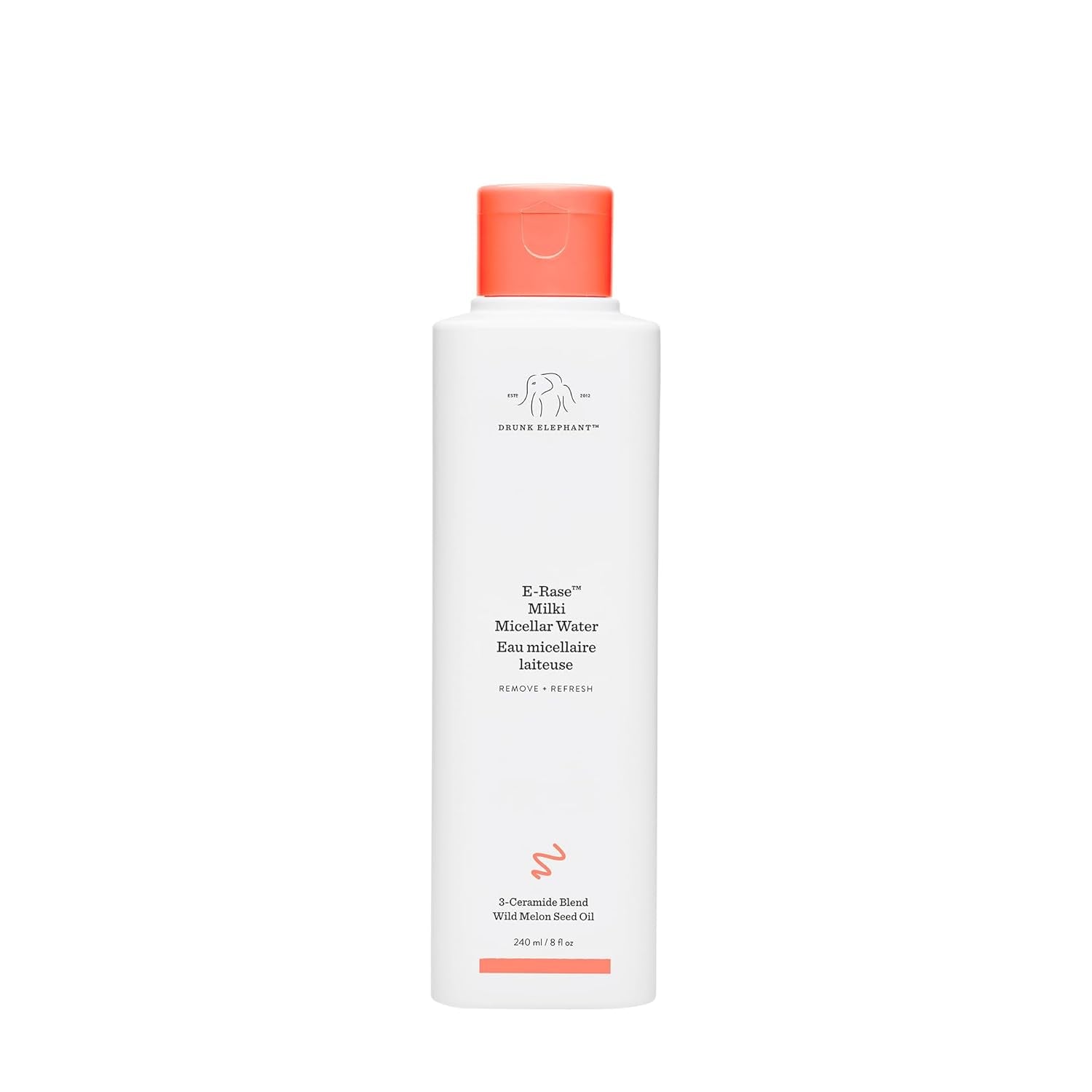 Drunk Elephant E-Rase Milki Micellar Water - 240 Ml/8 Fl Oz - Mild -Rinse Formula - Clean Clinical Skincare - Cruelty-Free - Dermatologist-Tested - Free of Essential Oils, Silicones, and Fragrance