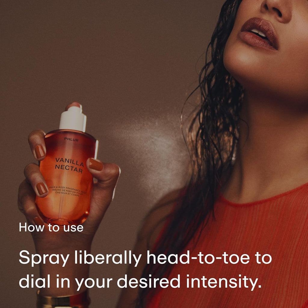 Vanilla Nectar Body Mist - Hair & Body Fragrance Mist - Whipped Vanilla Body Spray with Papaya Nectar, Peach Blossom, Coconut Orchid, Apricot & Honeyed Amber (8 Fl Oz)