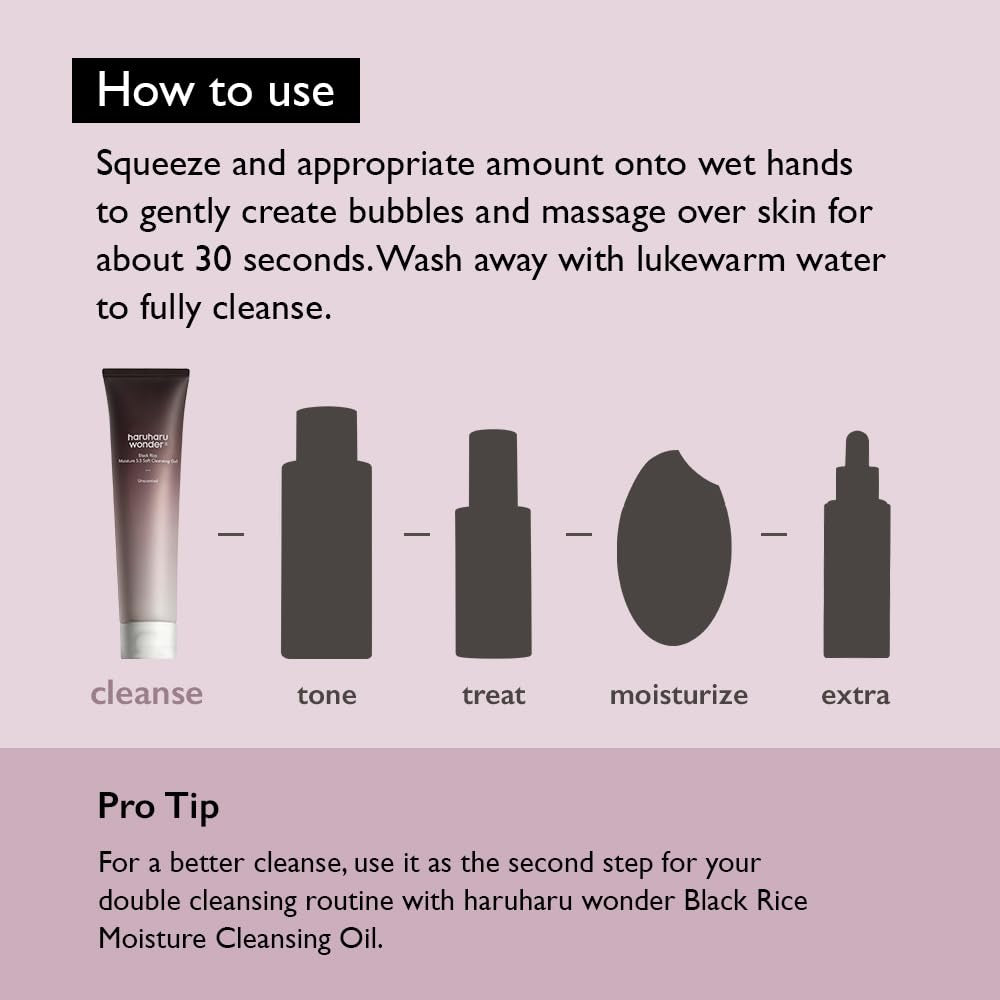 Black Rice Moisture 5.5 Soft Cleansing Gel – Gentle Face Wash for Dry to Normal Skin, Low 5.5Ph, Soap Free, Hydrating, Fragrance Free, Daily Use, Korean Skincare, 100Ml