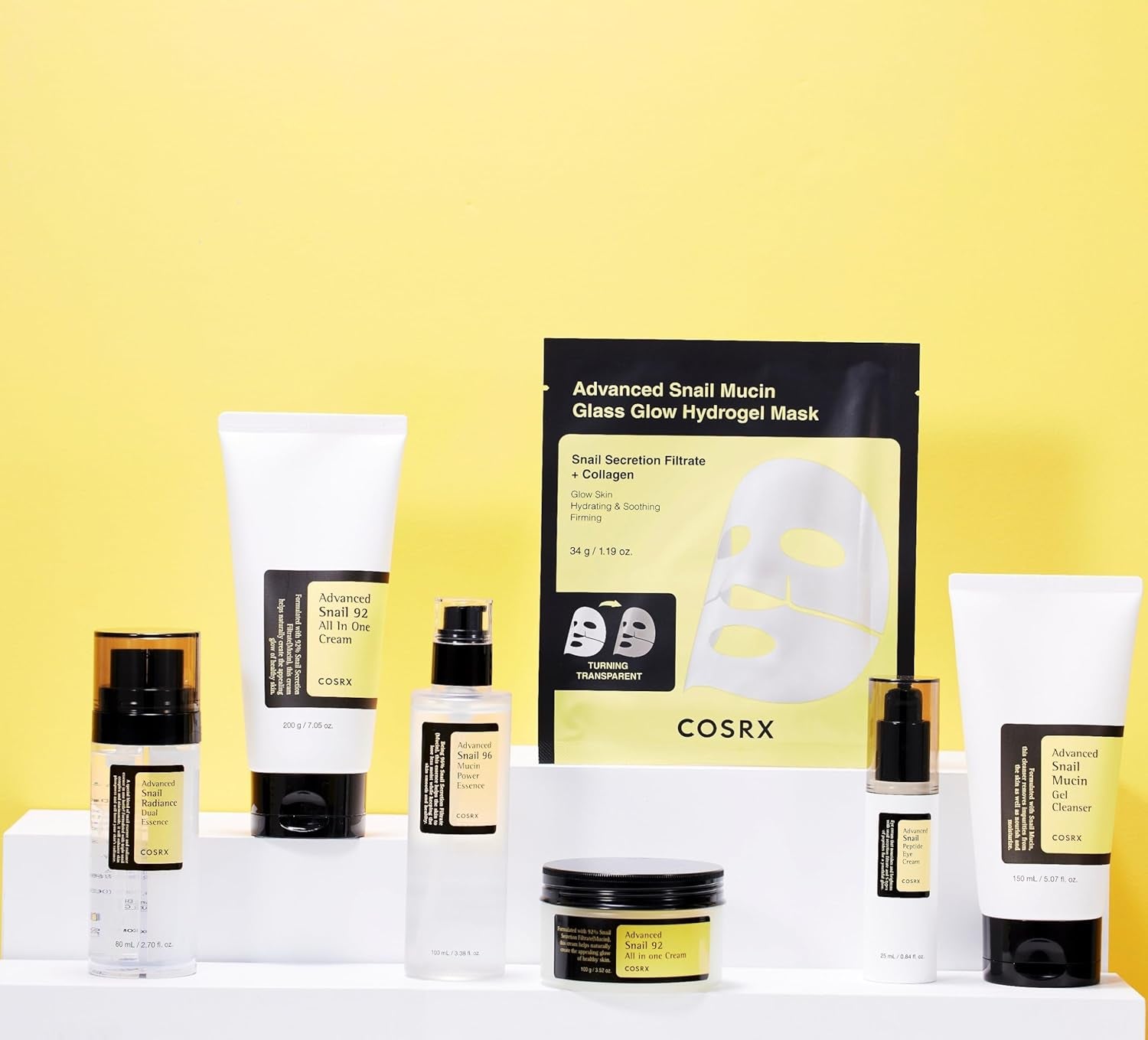 Advanced Snail Mucin Glass Glow Hydrogel Face Masks Skincare 3 EA, Collagen Face Mask, Travel Essentials, Overnight Face Mask, Korean Skin Care