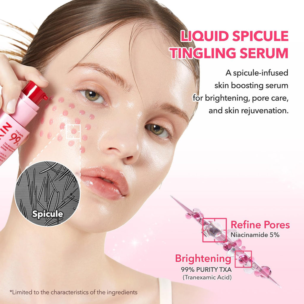 TXA Niacinamide Toning Shot 99 Spicule Facial Serum｜Skin Booster Serum for Brightening and Pore Care｜99% High-Purity Tranexamic Acid 3% + Niacinamide 5%｜Korean Skin Care｜1.01 Fl. Oz.