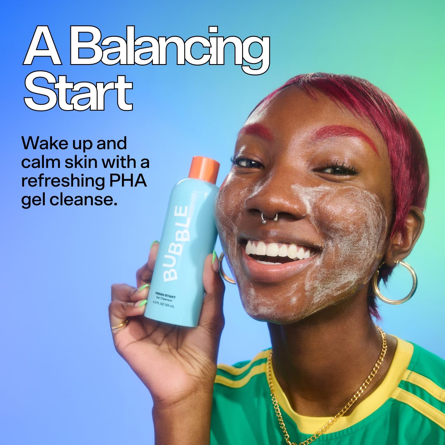 Fresh Start Gel Face Wash - Gentle PHA Exfoliating Facial Cleanser to Reduce Oil + De-Clog Pores - Daily Face Cleanser with Aloe Vera to Soothe Sensitive Skin - Vegan Skin Care (125Ml)