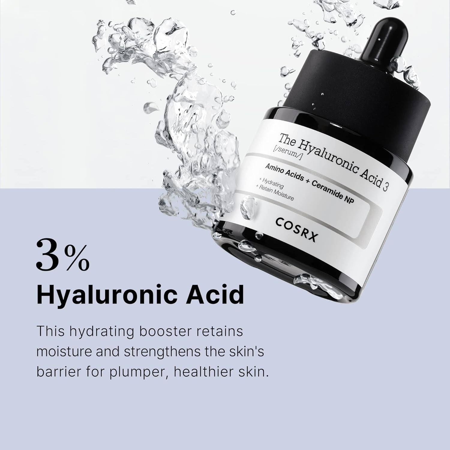 Pure Sodium Hyaluronic Acid 3% Serum, Hydration & Moisture Boosting Facial Serum for Fine Lines & Wrinkles, Plump & Repair Dry Skin, 0.67Fl.Oz/20Ml, No Artificial Fragrance, Korean Skin Care