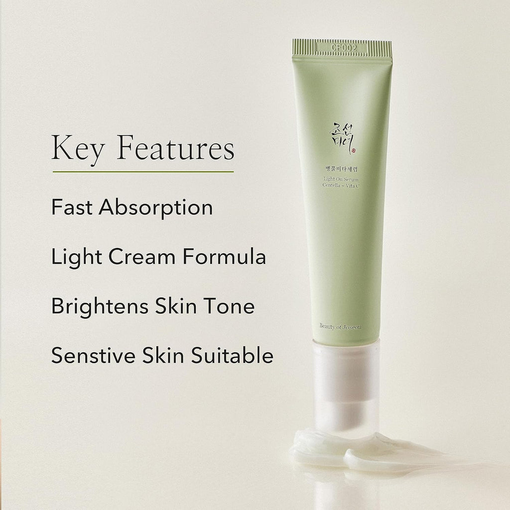 Light on Serum Vitamin C Centella Dark Spot Fine Lines Pigmentation Correcting Serum, Hydrating Moisturizer, Korean Skin Care for Men and Women, 30Ml, 1 Fl.Oz