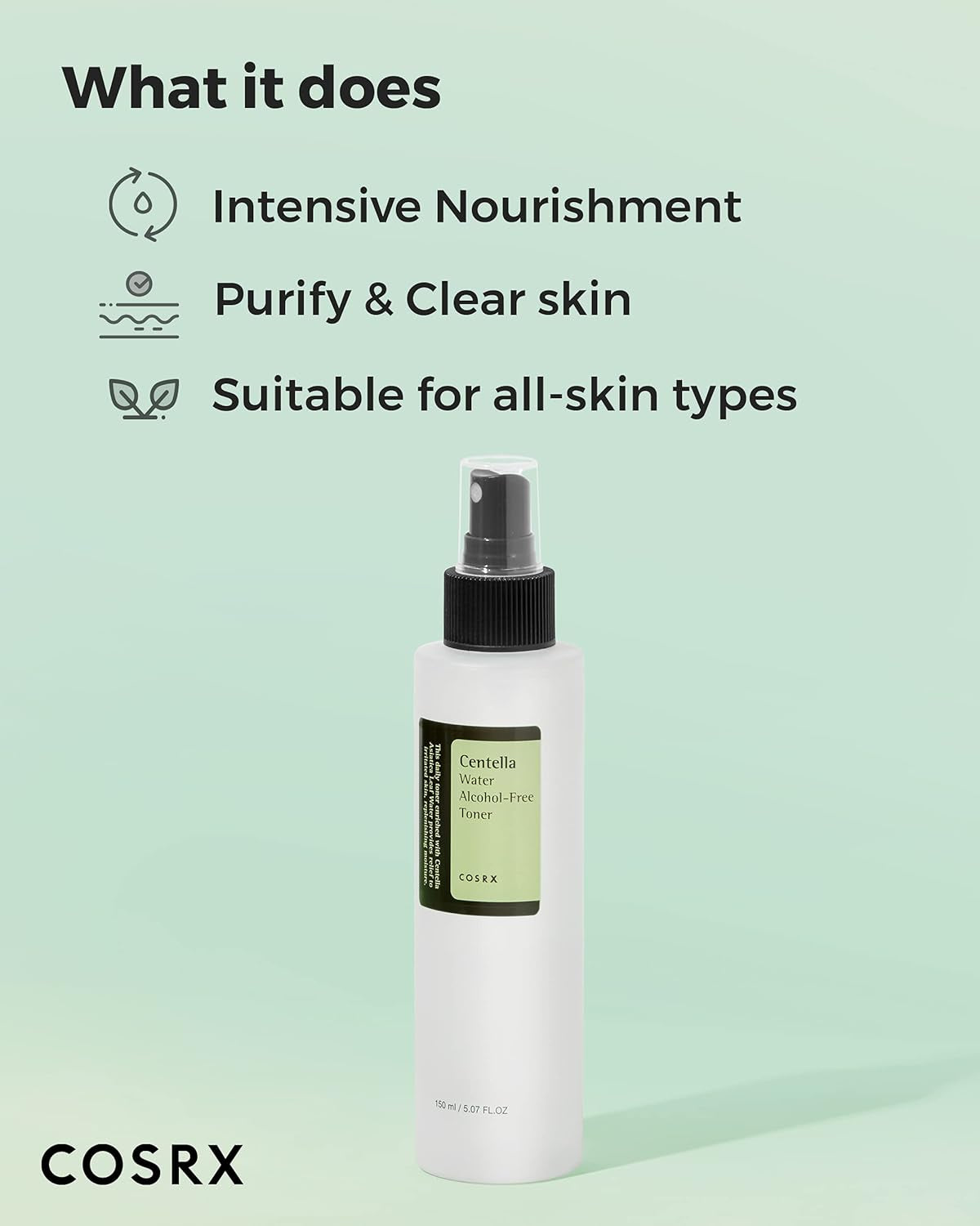 Alcohol-Free Cica Toner, 150Ml / 5.07 Fl.Oz | Spray-Type Korean Toner with Centella Asiatica for Hydrating & Soothing Redness | Korean Skin Care, Not Tested on Animals, Paraben Free
