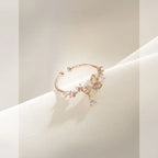Zircon Flowers Bowkont Adjustable Ring for Women Simple Beautiful Princess Accessories Gift