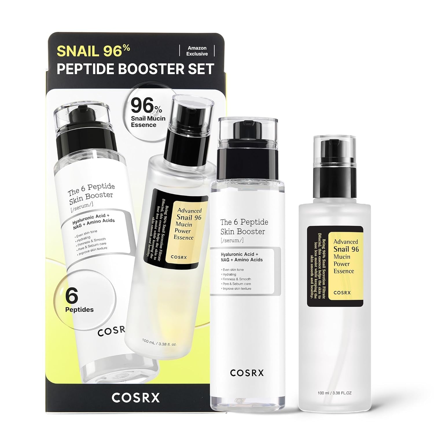 Snail Mucin 96% Peptide Booster Set - Amazon Exclusive - Korean Skin Care, Gift Sets, Skin Care Sets for Women, Advanced Snail Mucin Serum, Face Serum