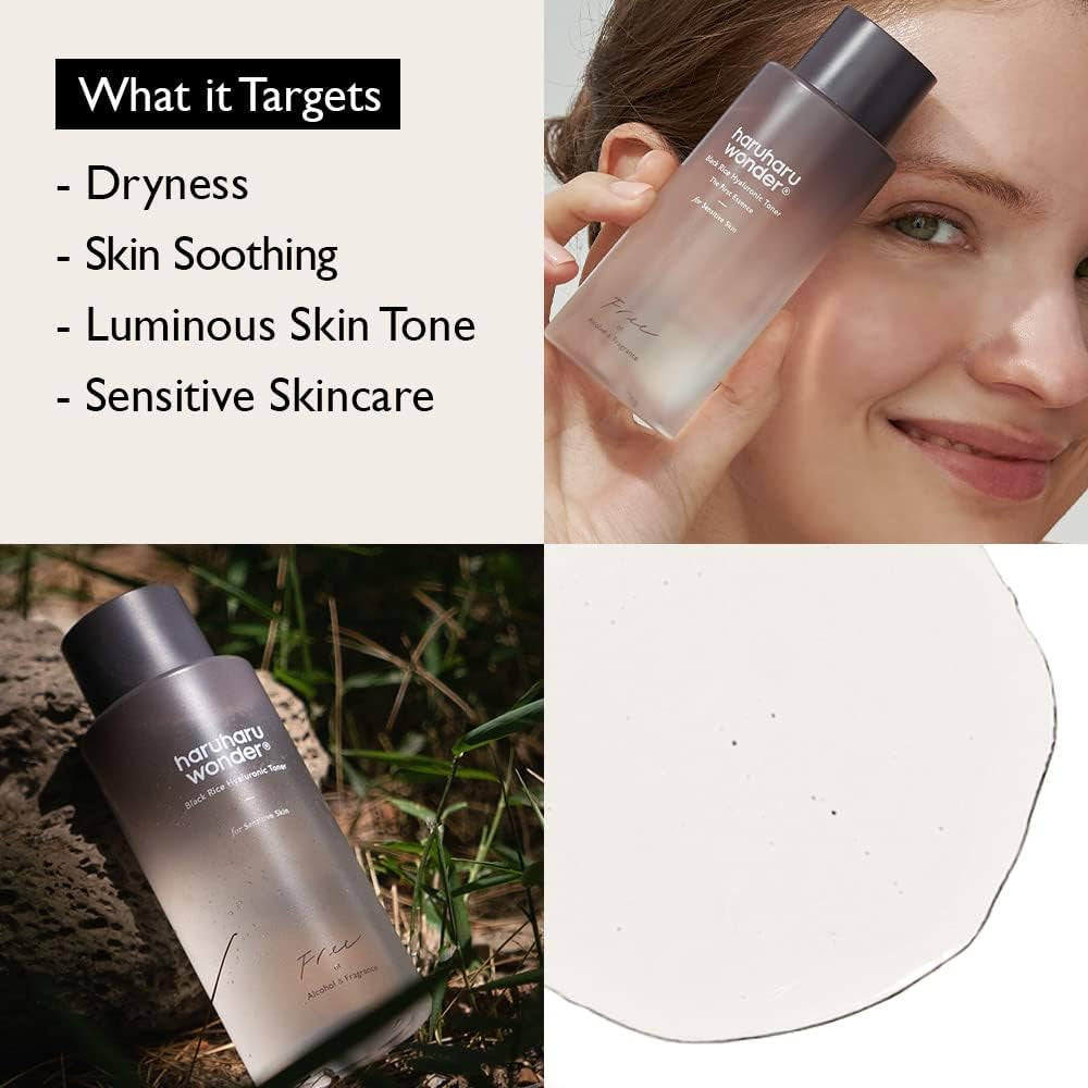 Haruharu Wonder Tónico Facial Hidratante Para Pieles Sensibles Con Ácido Hialurónico Y De Arroz Negro, Para Todas Las Pieles, Skincare Coreano, Mejora Textura De La Piel, Libre Crueltad Animal, 150Ml