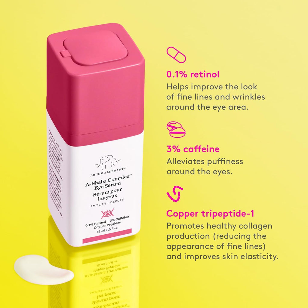 A-Shaba Complex Eye Serum with Deluxe Sample - 15Ml .1% Retinol Eye Cream - 5Ml Lala Retro Whipped Cream - Clean Clinical Skincare - Cruelty-Free - Dermatologist-Tested