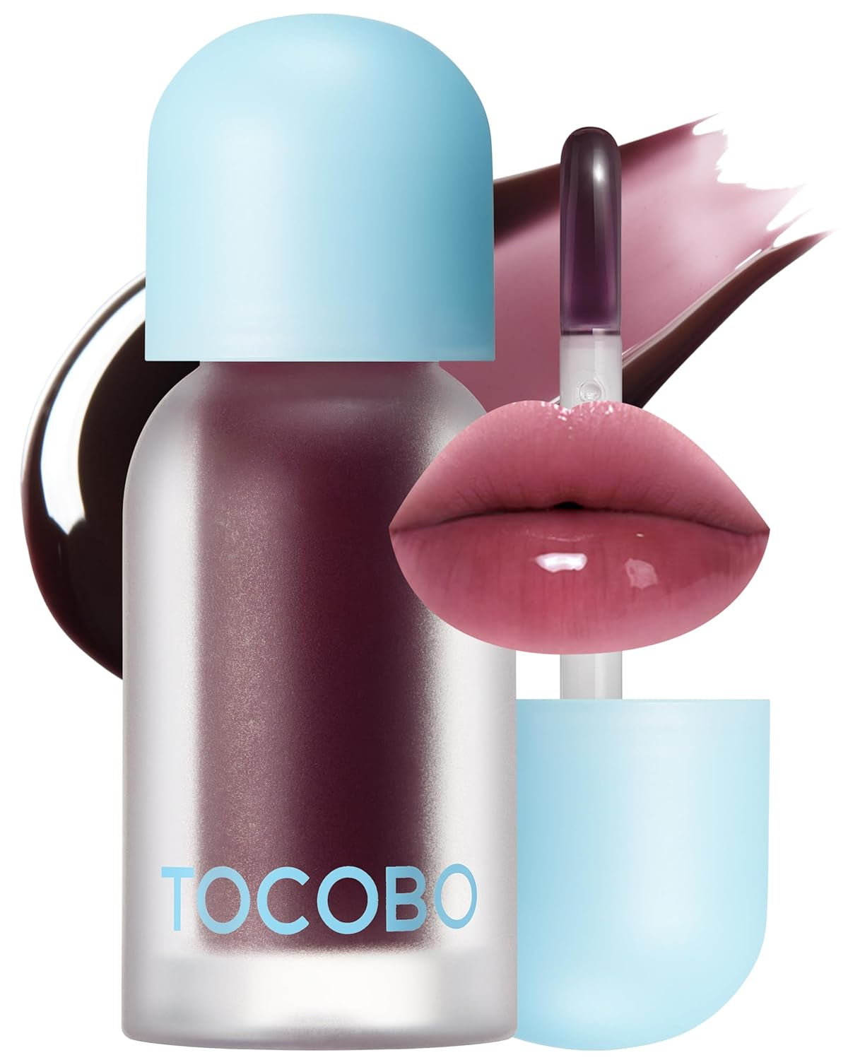 Juicy Berry Plumping Lip Oil 03 Black Cherry – Korean Vegan Hydrating Lip Oil with Plant Oils for High Shine Gloss - Non Sticky Formula for All Skin Tones, 0.12 Fl.Oz.