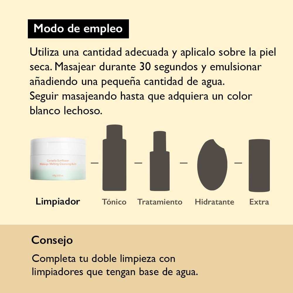 Centella Sunflower - Bálsamo Limpiador De Maquillaje Para Derretir El Maquillaje, 100 G